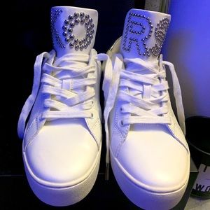 Studded Michael Kors white platform sneakers